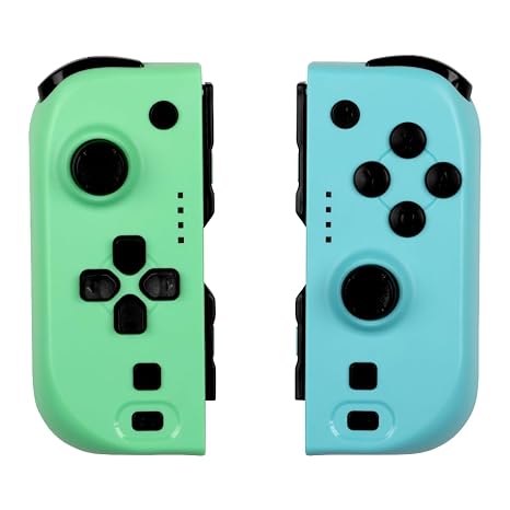 Konix Paar Joypads für Nintendo Switch und Switch OLED - Kompatibel mit Nintendo Switch 2 - Akkulaufzeit 8 h - Vibrationsfunktion - Grün und Blau