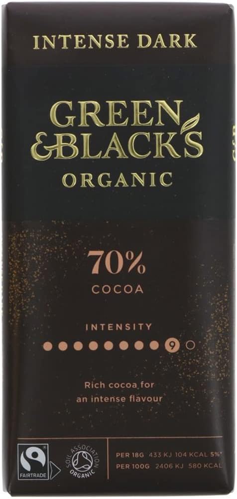 Green & Black's Organic Dark Chocolate, 70% Cocoa, 90g