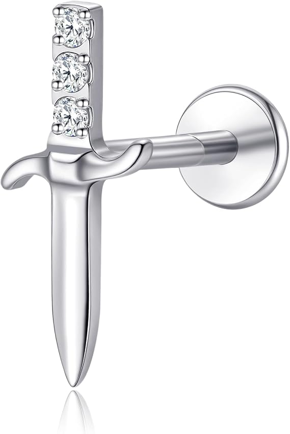limerencia 20G Flat Back Threadless Piercing Jewellery,Hypoallergenic Titanium Press Fit Stud Earring for Women Men Labret Tragus Cartilage Helix(1PC)