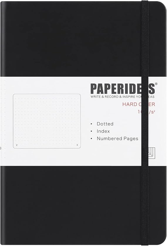 PAPERIDEAS Notebook A5 Hardcover Dot, Black