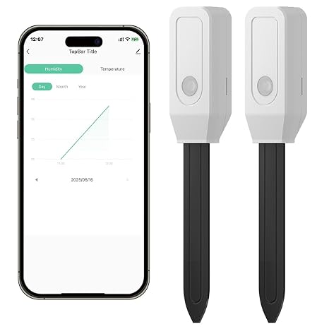 Smart Soil Moisture Sensor Zigbee Soil Moisture & Temperature Sensor Plant Moisture Meter, Vioce Contral, Accurate Measure, Compatible for Alexa/Google Home, Tuya Zigbee3.0 Connection