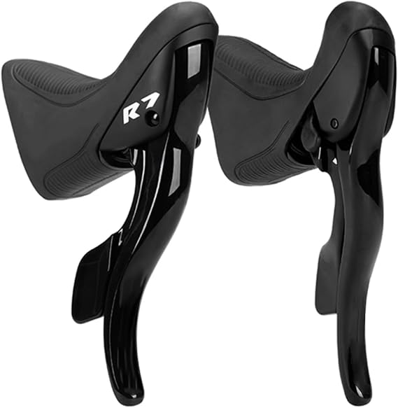 Bicycle Shift Lever Kit for LTWOO R2 R3 R5 R7, Aluminum Alloy and ABS Road Bike Gear Shifter Set with Cables, Left and Right Pair for 7 to 9 Speed Drivetrain, Black(R7)