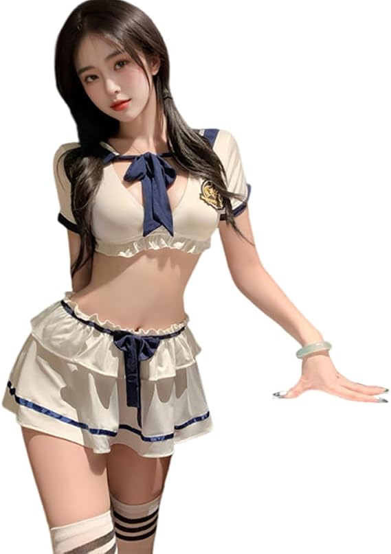 Women's cosplay sexy female student clothing Japanese anime JK pleated skirt French college style navy sailor uniform