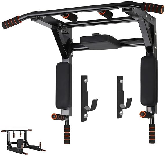 Pull Up Machine Wall-Mounted Pull Up Device Hanging Health Device Wall Mounted Pull Up Bar Dip Station Full Body Strength Training Home Multifunctional Fitness Equipment Muscle Training Equipment