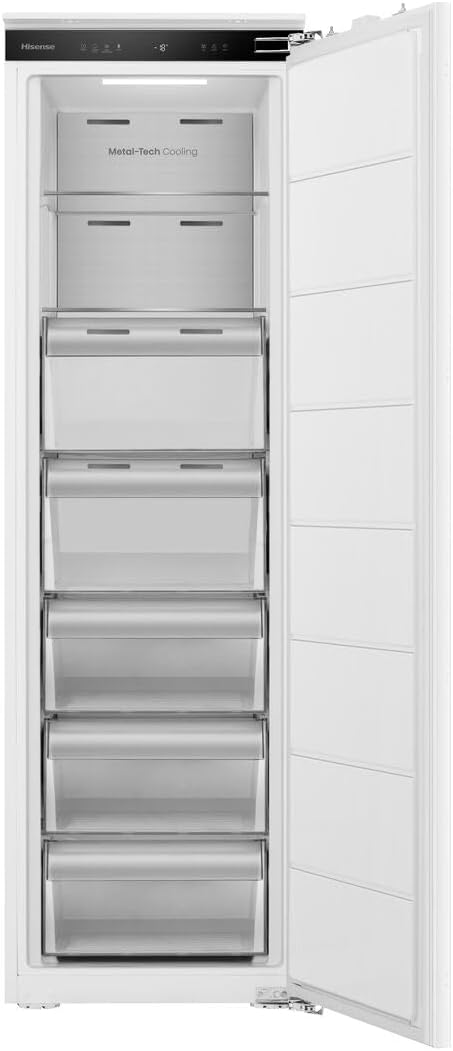 Hisense FT3B213SAWE Integrated 177cm Frost Free Upright Freezer with Fixed Door Hinge Kit - E Rated [Energy Class E]