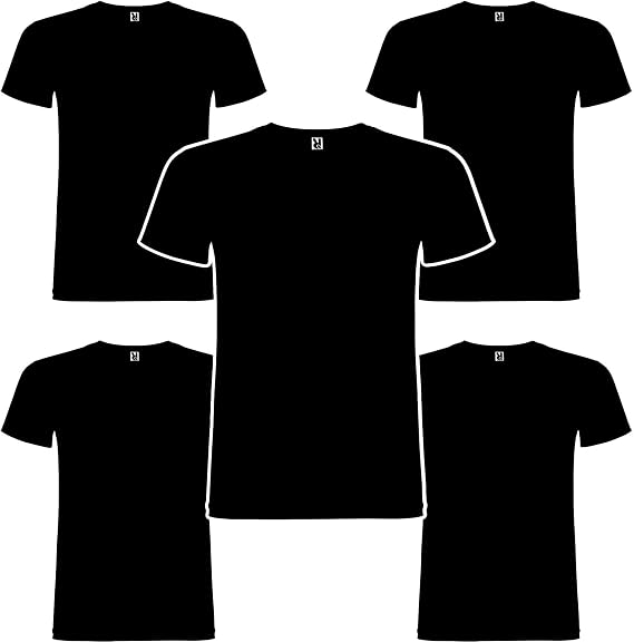 Roly Pack of 5 or 10 Men's Short Sleeve T-Shirts, 100% Cotton, Basic Round Neck, Beagle Model, Soft and Breathable, Assorted Colours, Daily Use, Sizes S-3XL