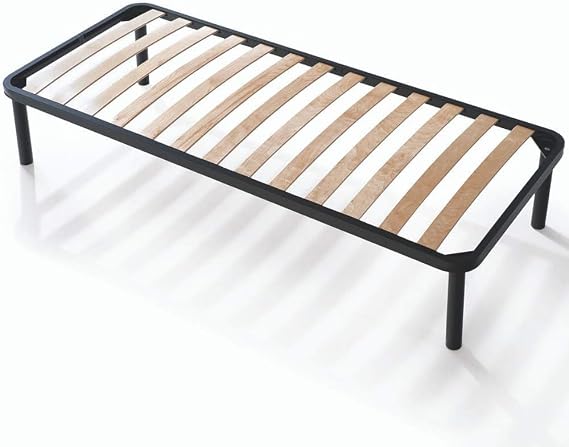 EVERGREENWEB - Single Bed Frame APPLE 75x190 with strong Iron Frame and Beech Wood Slats Orthopedic, Slatted Bed Frame FULLY ASSEMBLED + 4 Legs, for all Beds Mattresses | Underbed Storage Space