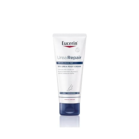 Eucerin UreaRepair Crema de Pies 10% Urea (100 ml), hidratación 48 h para pie, talones y callos, alivio inmediato de la presión, crema para pies secos y agrietados con ceramidas