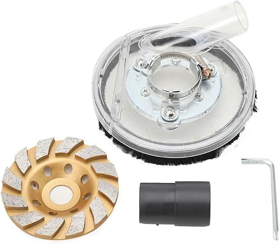 Universal Surface Grinding Dust Shroud for Angle Grinders 100/125mm + Diamond Grinding Cup Wheel 100mm, for Granite Marble Fiberglass Stone Rock Grinder Dust Collector