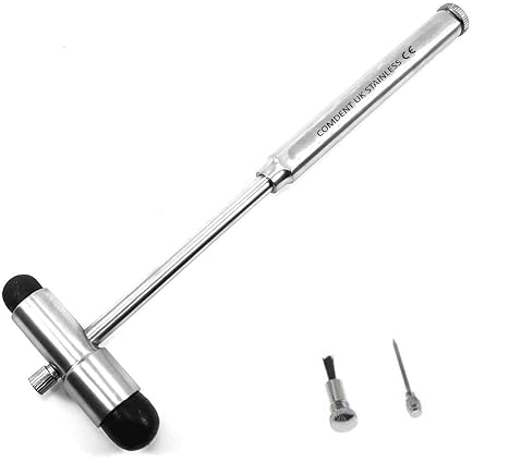 Babinsky Buck Hammer, Neurological Reflex Hammer 7" Diagnostic Examination, with Pin & Brush, Stainless steel