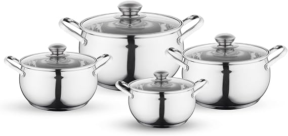 FLORINA Maron Cooking Pot Set Cooking Pots with Lid and Saucepan Measuring Cup Pouring Dishwasher Safe Ideal for Induction Hobs Gas Hobs Electric Hobs