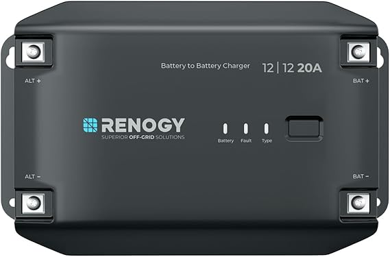 Renogy DC to DC Battery Charger 12V 20A, Intelligent Converter for Flooded, Gel, AGM, and Lithium Batteries, for RVs, Truck, Motorhome, Commercial Vehicles, Boats and Yachts
