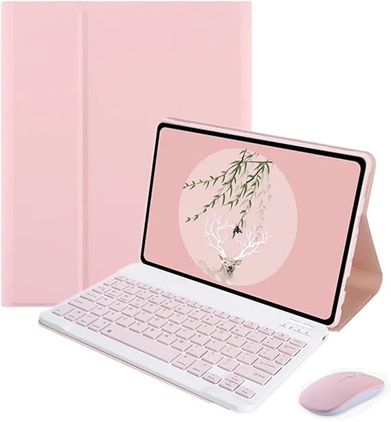 Microcase Samsung Galaxy Tab S6 Lite P610 ile uyumlu Bluetooth Klavye ve Mouse + Standlı Kılıf - BKK6 Pembe