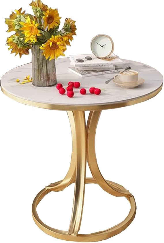 Round table, Small Round Drink Side Table, Modern Nightstand Bedside(/Gold,50cm)