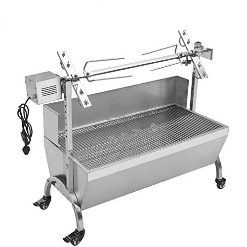 Huanyu 118cm Commercial Hog Roast Machine BBQ Spit Chicken Pig Roaster with 60kg Roasting Motor and Windshield 110V