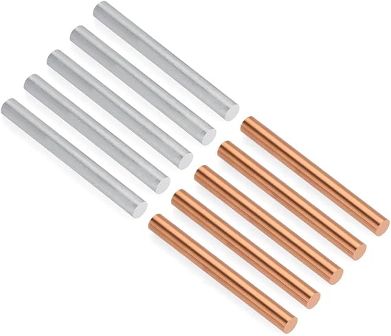 10PCS Pure Copper Zinc Rod,Metal Round Rod with 100 mm Length & 10 mm Diameter for Electroplating,Metal Craft Project