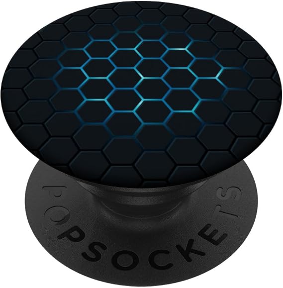 PopSockets Black and blue design hexagon cool honeycomb for boys men PopSockets Swappable PopGrip