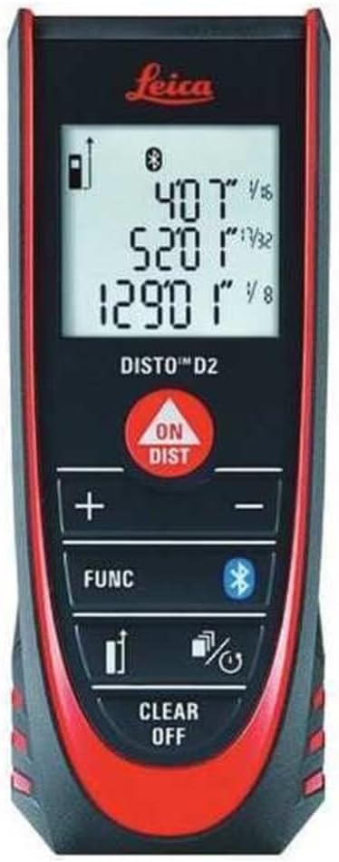 Leica DISTO D2, 330ft Laser Distance Measure with Bluetooth 4.0, Black/Red by Leica Geosystems