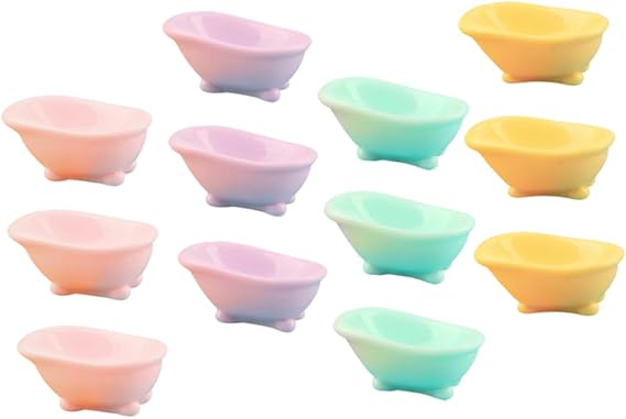 Generic 12pcs Miniature Bathtub Ornaments House Tiny Bathtub Decor Doll Bath Tub Small Bathtub Container Dollhouse Bathroom Mini Bathtub for Hamsters Makeup Storage Bathtub Resin