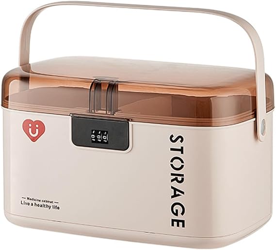 2 Layers Household Lockable Medicine Box with Code