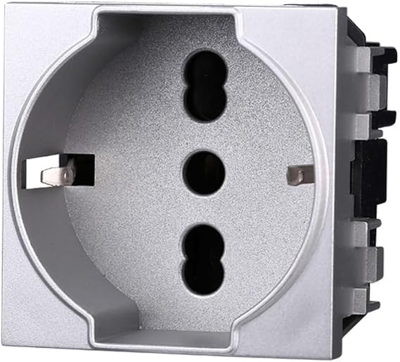 Schuko Socket 2P+T 16A Colour Grey Compatible with Bticino Living International/Light Pack of 1