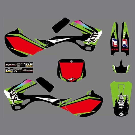 Custom Motorcycle Decal Kit Motorcross Graphics Dirt Bike Sticker Compatible with Kawasaki KX125 KX250 1999 2000 2001 2002 Decals