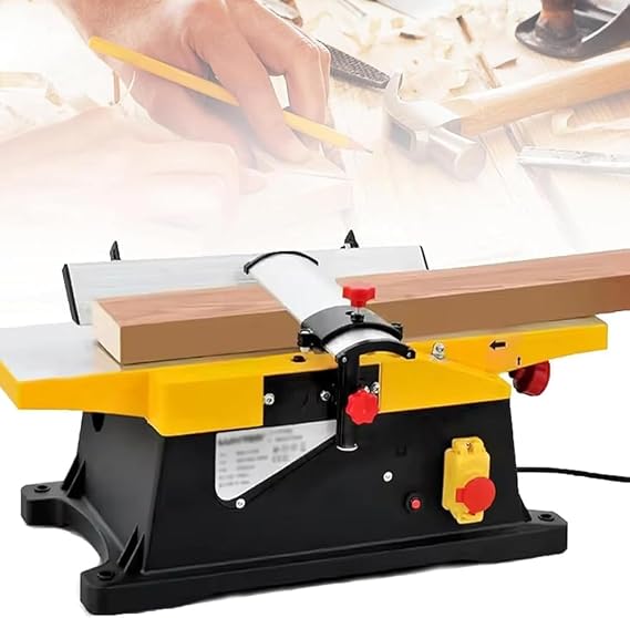 Portable Electric Jointer Desktop Woodworking Planer, Multifunctional Benchtop Jointer with Adjustable Cutting Depth for Woodworking