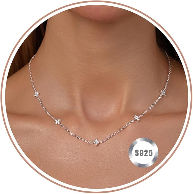RANKEEF Silver Necklaces For Women With Cubic Zirconia
