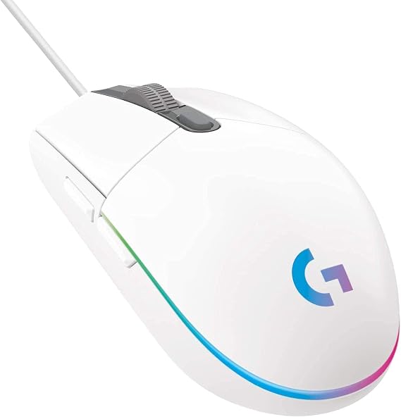 Logitech G102 LIGHTSYNC Gaming Mouse, RGB, Wired Multi-Button, Mouse, High-speed, Lightweight, Durable, High Sensitivity, Symmetrical, Programmable, 6 Buttons, 8000DPI High Performance, Sensor, 3.0 oz 85 g, Successor for Logitech G102 IC Prodigy, White