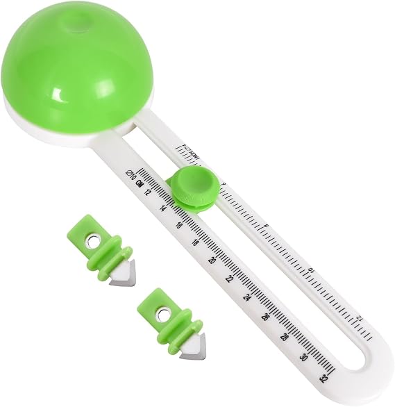 Paper Cutter, Round Compass Cutter, Cardboard, Round Cutter, Adjustable, Includes 3 Replacement Blades, Green, Stationery, Cardboard Cutter, Kids, Crafts, Paper Cutting Knife, Craft Supplies, Handmade, Scrapbooking Tool
