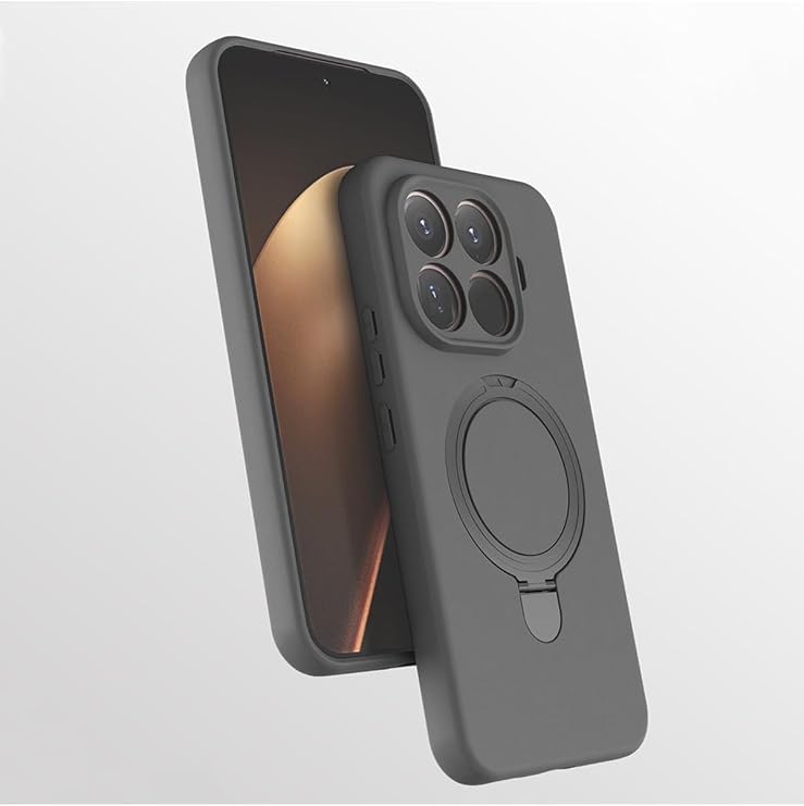 CONSTRAIN - Xiaomi 15T Pro ile uyumlu Mi Kılıf Magsafe ile uyumlu Halkalı Extra Standlı içi Kadife Yumuşak Renkli Silikon Samara Kapak - Gri