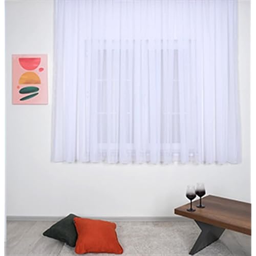 Honeycomb Top Voile Tulle Curtain Snow White