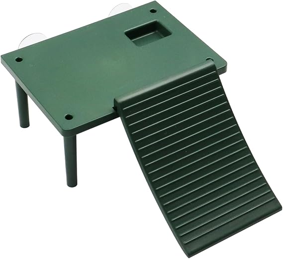 Turtle Floating Island Turtle Basking Platform Turtle Terrace Shelter with Sucker Cup Food Container Drying Stand Turtle Basking Dock for Fish Tank Green