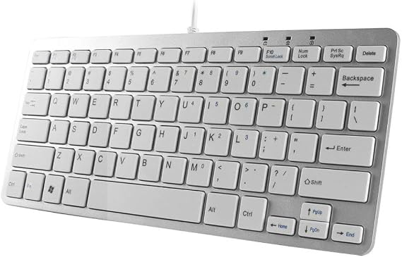 Keyboard Ergonomic Slim Wired USB Ultra-thin Multimedia Gamer Keypad Compatible With PC Laptop(Sliver)