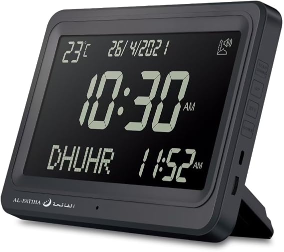 Azan Clock, Automatic Worldwide Digital 8 Azan Prayer Sounds Muslim Prayer Clock for (Black)