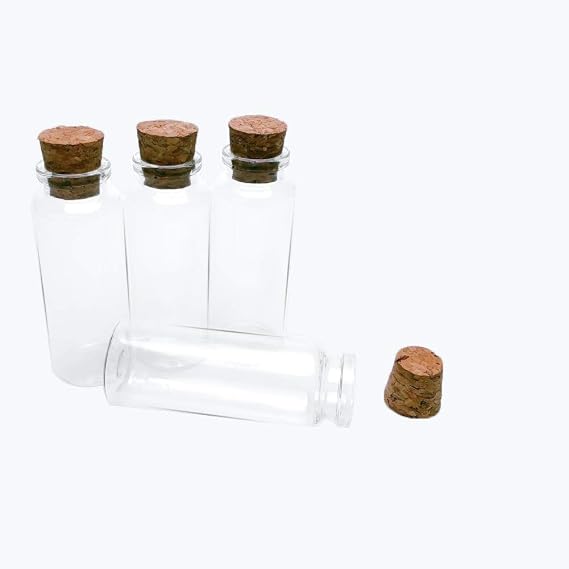Mini sweet empty glass bottle with cork stopper, the volume of the glass bottles is 40 ml (50, 40 ml)