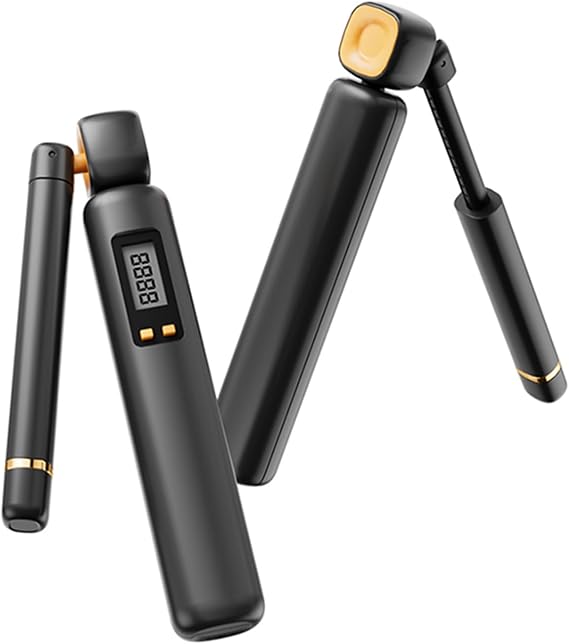 Skipping Rope with Counter - Adjustable Length Ropeless Jump Rope Weighted Jump Rope for Women with LCD Display, Count, Miles, Calories, Km Record