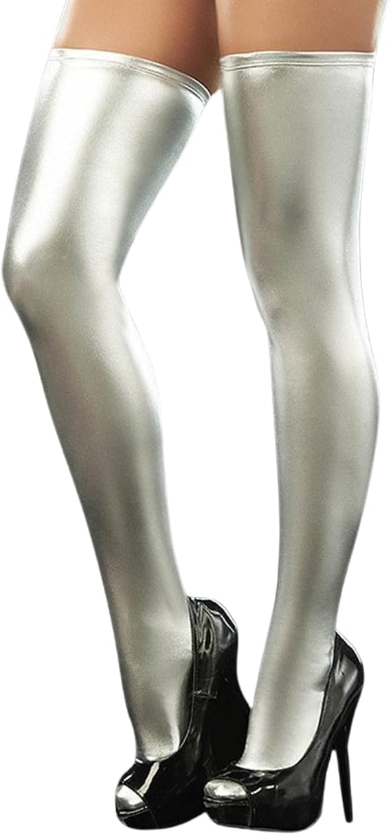 Women's Leather Thigh High Stockings Wetlook Over Knee Stockings