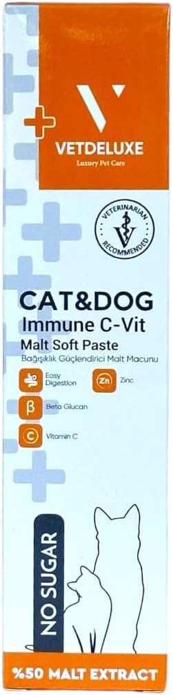 Immune C-Vit Malt Paste C Vitaminli Kedi ve Köpek Bagisiklik Güçlendirici Malt Macunu 100 Gr