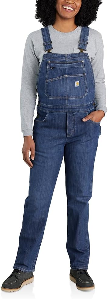 Carhartt レディース 106002 レディース Rugged Flex リラックスフィット デニム ビブオーバー