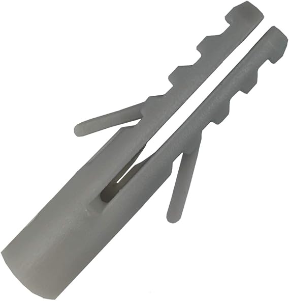 Hardware Nylon Wall Plugs - 7mm x 35mm - Pack of 100 - Heavy Duty Plastic Rimless Grey Expansion Wall Fixings.