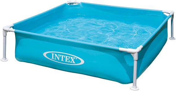 Intex Removable Square Tubular Children's Swimming Pool, 122 x 122 x 30 cm, 342 Litres, Square Design, Drain Plug, Garden and Outdoor, Durable Vinyl, Includes Repair Patch, +2 Years (57173)