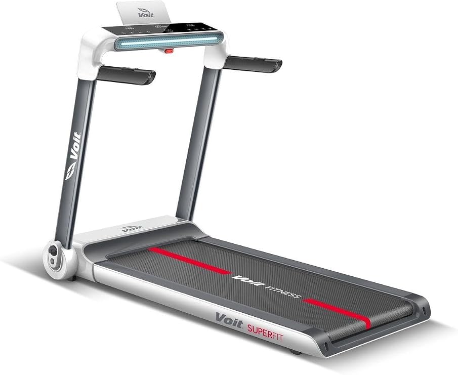 VOIT SUPER FIT 2.0 HP Katlanabilir Koşu Bandı – 46x126 cm Yürüme Alanı, LED Ekran, Bluetooth Hoparlör & APP Kontrollü, Tartan Cushion Zemin, Elden Nabız Ölçer, 90° Dikey Katlanabilir