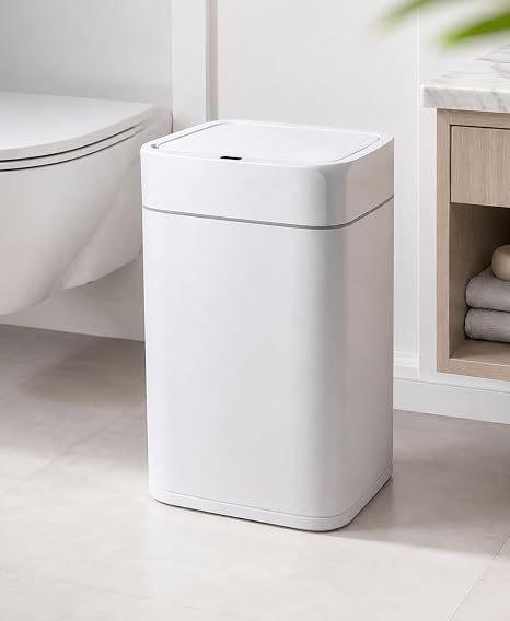 22 Litre Sensörlü Çöp Kovası, Otomatik Temassız Akıllı Çöp Kutusu, Sessiz Kapanan, 2 AA Pille Çalışan, Hijyenik Mutfak, Banyo ve Ofis Çöp Kovası Beyaz