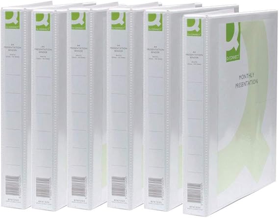 Q-Connect Presentation 25mm 2D Ring Binder A4 White (Pack of 6) KF72645