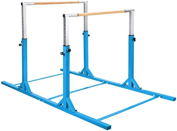 COSTWAY Parallel Gymnastics Bar, Double Horizontal Bars with Adjustable Width and 11-Level Heights, Kids Juniors Training Equipment for Home Gym