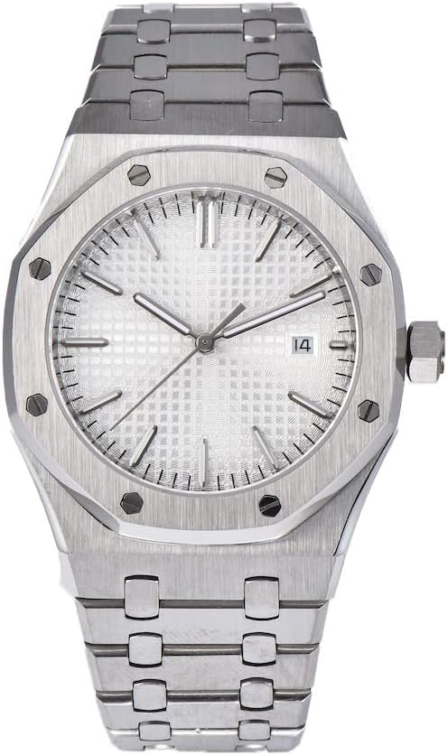 PARNIS Mens Automatic Wrist Watch Royal Oak 41mm Sapphire Glass Mechanical Waterproof Business Business Work Dress Watch Stainless Steel Strap Wedding Party Coming-of-Age Anniversary Gift AP74 White AP74