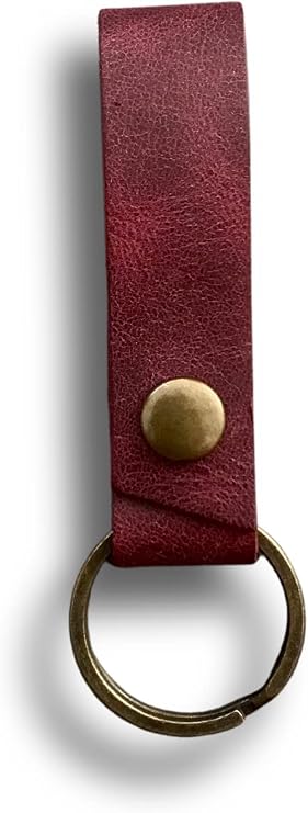 Hakiki Deri Çıt Çıtlı Anahtarlık, Minimal Anahtarlık, Çıt Çıtlı Çantaya Asılabilir Anahtarlık (bordo)