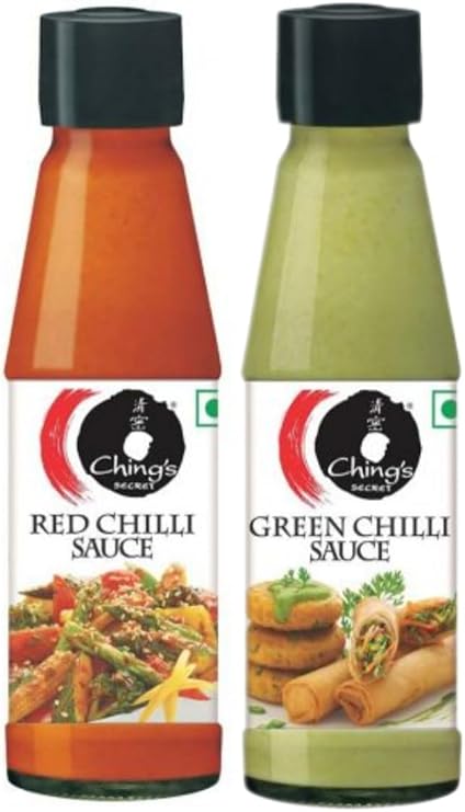 Chings Red Chilli - 200g & Green Chilli Sauce - 190g | Spicy & Tangy Indo-Chinese Combo | Perfect for Cooking & Dipping