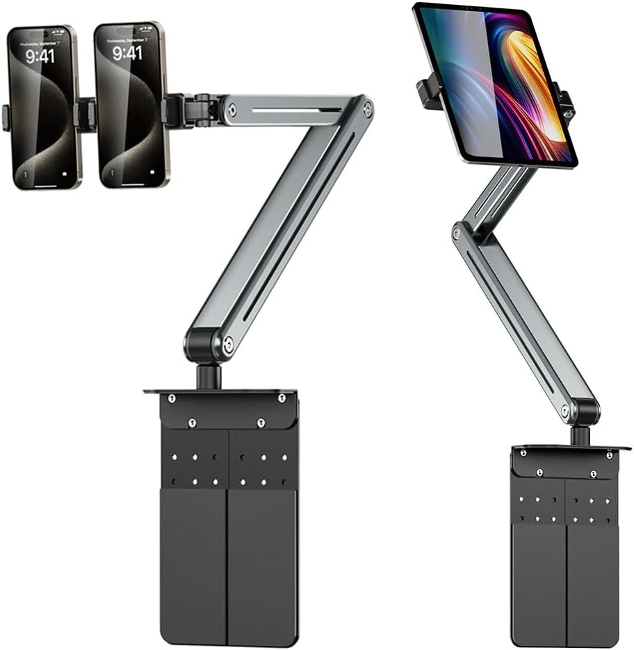 Tablet Compatible with Coverzone Professional iPad Up to 12.9 Inch Compatible Phone Holder Height Adjustable Arm And Self Angle Adjustable 3 Joints 360 Degree Black Color P96T P96T